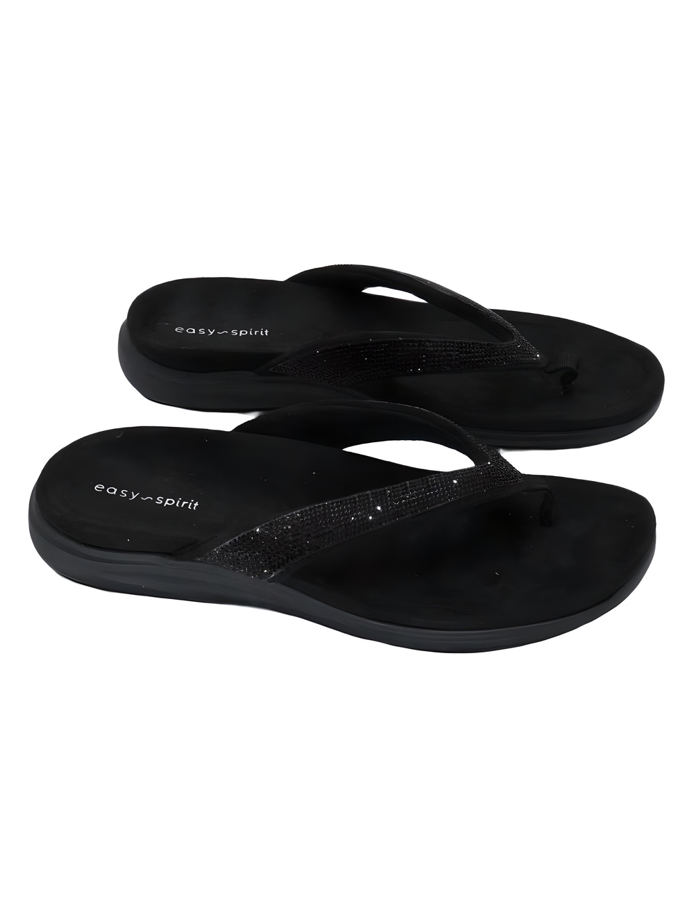 Easy Spirit Womens Wendi Embellished Black Rhinestone Thong Sandals Size 8M - Picture 5 of 6